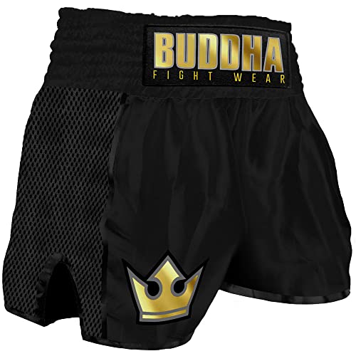 Buddha Fight Wear. Short Retro Premium Negro. Especialmente diseñado para el Kick...